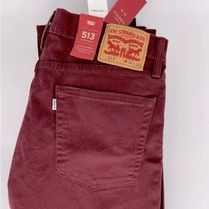 Dark red, burgundy Levi 513 slim straight 36x30